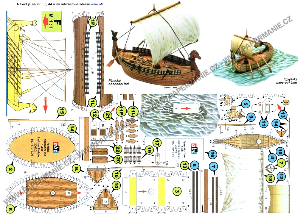 Fénická obchodní loď + egyptský člun