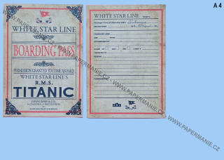 Replika lodního lístku na Titanic